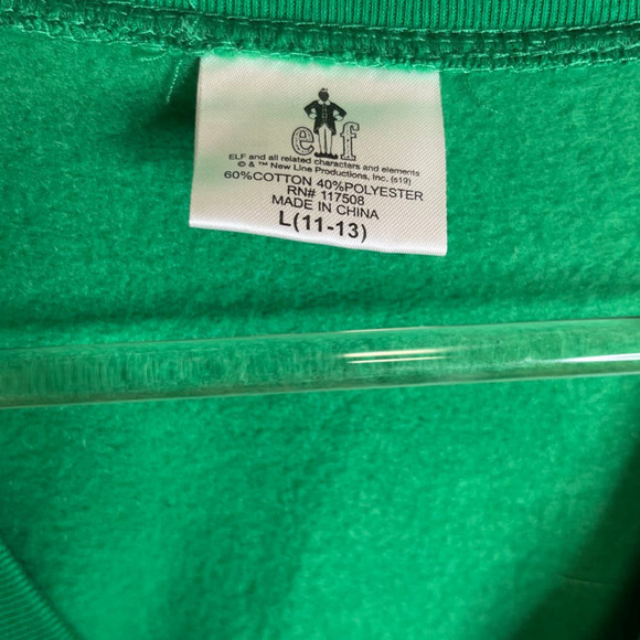 Buddy The Elf Smiling Is My Favorite Green Sweatshirt Will Ferrell Oversized - Picture 3 of 4